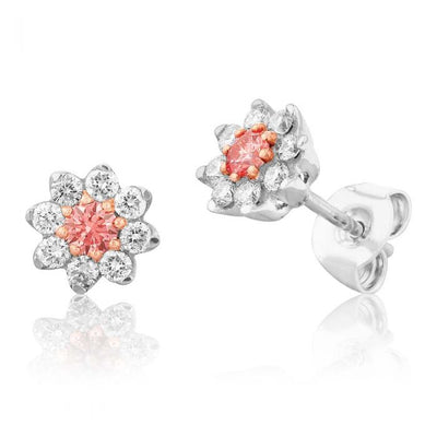 Luminesce Lab Grown 9ct White Gold 1/2 Carat Pink and White Diamond Stud Earrings