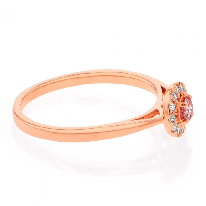 Luminesce Lab Grown 9ct Rose Gold 1/5 Carat Pink & White Diamond Ring