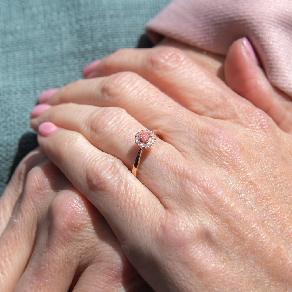 Luminesce Lab Grown 9ct Rose Gold 1/5 Carat Pink & White Diamond Ring