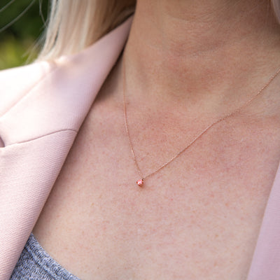 Luminesce Lab Grown Pink Solitaire Diamond Pendant with Chain Included 9ct Rose Gold