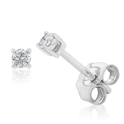 Luminesce Lab Grown 9ct White Gold Diamond Solitiaire Classic 10Pt Stud Earring