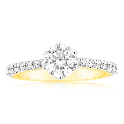 Luminesce Lab Grown 18ct Yellow Gold 1 Carat Diamond Solitaire Fancy Ring