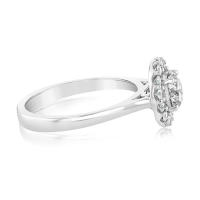 Luminesce Lab Grown 18ct White Gold 1 Carat Diamond Brilliant Halo Ring