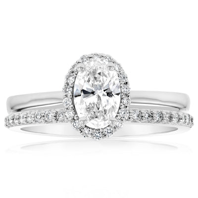 Luminesce Lab Grown Diamond 1 Carat Bridal Set in Halo Design set in 18ct White Gold