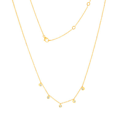 Luminesce Lab Grown 1/10 Carat Diamond Adjustable Chain Necklace in 9ct Yellow Gold