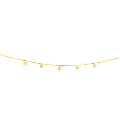 Luminesce Lab Grown 1/10 Carat Diamond Adjustable Chain Necklace in 9ct Yellow Gold