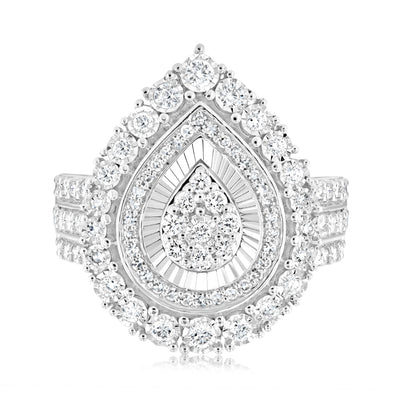 Luminesce Lab Grown 1 Carat Diamond Pear Cluster Ring in 9ct White Gold
