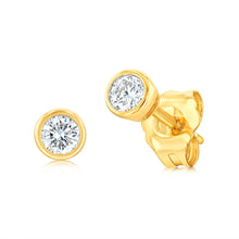 Load image into Gallery viewer, Luminesce Lab Grown 9ct Yellow Gold 1/6 Carat Diamond Bezel Set Earrings