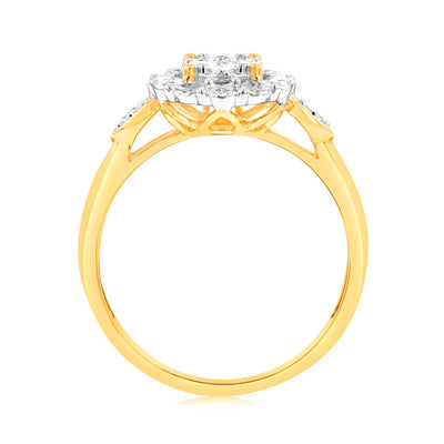 Luminesce Lab Grown 9ct Yellow Gold 10 Diamonds Oval Dress Ring