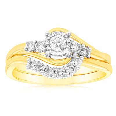 Luminesce Lab Grown 9ct Yellow Gold 1/3 Carat Diamond Bridal Set