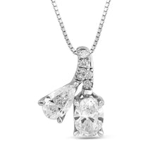 Load image into Gallery viewer, 1 Carat Luminesce Lab Grown Oval & Pear Shape Diamond Pendant in 10ct White Gold