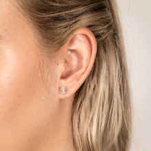 Load image into Gallery viewer, Luminesce Lab Grown Emerald Shaped 1 Carat Diamond Stud Earrings in 14ct Yellow Gold