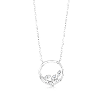 Luminesce Lab Grown 9ct Yellow Gold Tree in Circle with 10 Diamonds + 45cm Chain