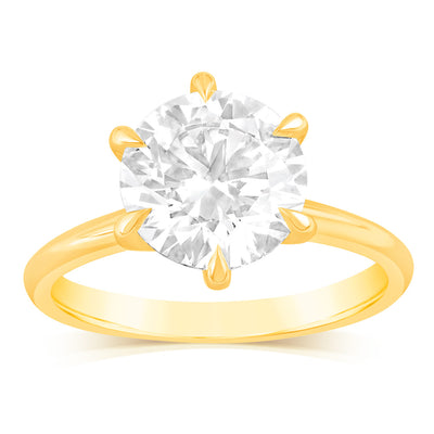 Luminesce Lab Grown 3 Carats Diamond Solitaire Ring in 9ct Yellow Gold