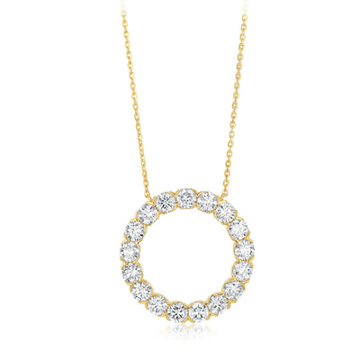 Luminesce Lab Grown 2 Carats Diamond Circle Pendant on 45cm Chain in 9ct Yellow Gold