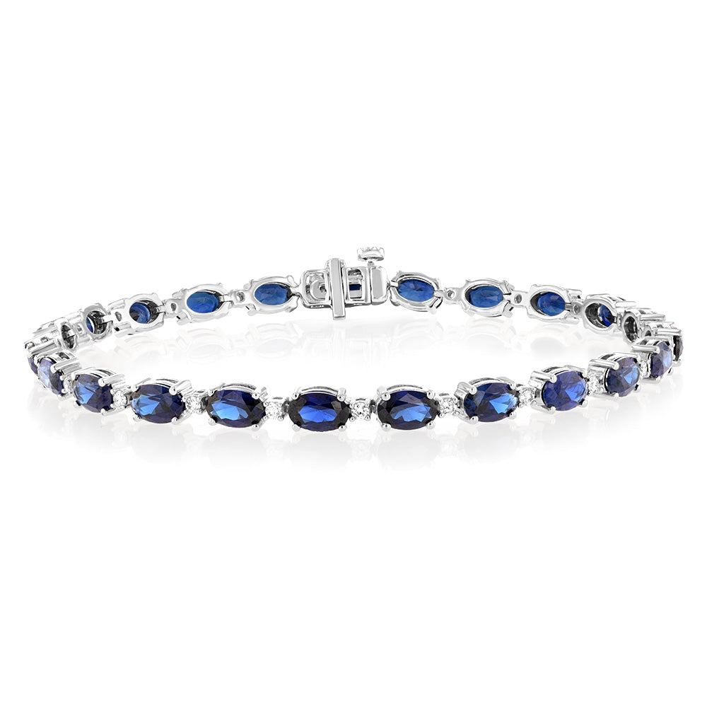 Luminesce Lab Grown 1/2 Carat Diamond Bracelet with Created Sapphire in Sterling Silver