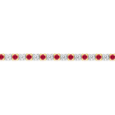 Luminesce Lab Grown 9ct Yellow Gold 0.65 Carat Diamonds + Created Ruby Bracelet