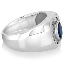 Load image into Gallery viewer, Created Blue Sapphire and Luminesce Lab Grown Gents Ring in Sterling Silver