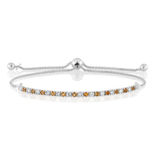 Load image into Gallery viewer, Natural Citrine and Luminesce Lab Grown 1/2 Carat Diamond Bracelet Bolo Clasp in Sterling Silver
