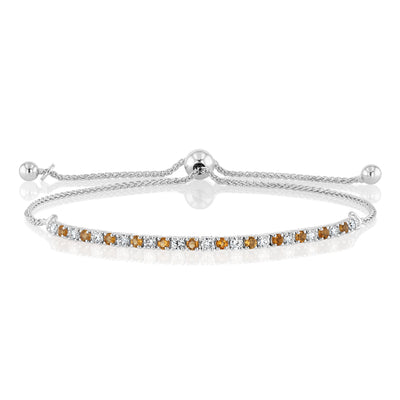 Natural Citrine and Luminesce Lab Grown 1/2 Carat Diamond Bracelet Bolo Clasp in Sterling Silver