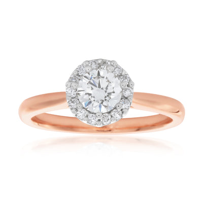 Luminesce Lab Grown 18ct Rose Gold 0.60 Carat Diamond Halo Ring