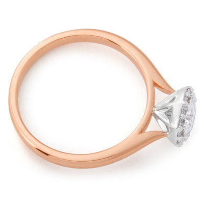 Luminesce Lab Grown 18ct Rose Gold 0.60 Carat Diamond Halo Ring