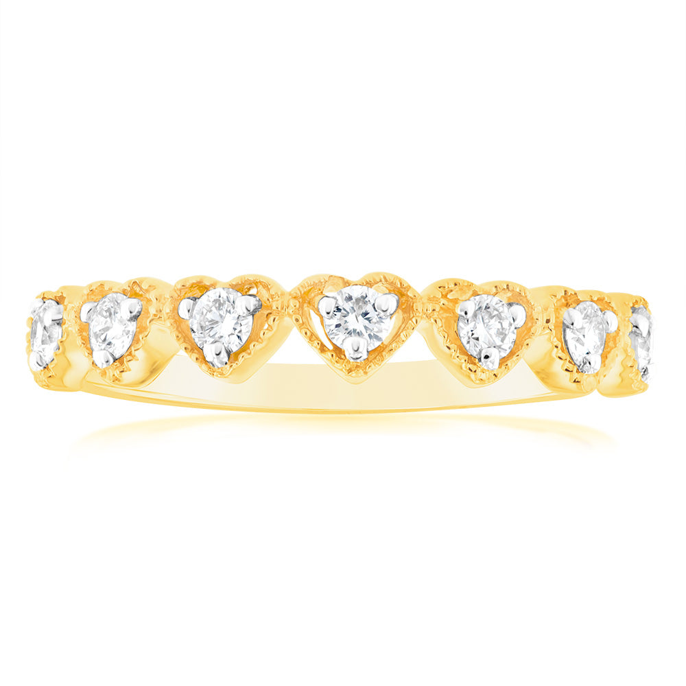 Luminesce Lab Grown 9ct Yellow Gold Heart Diamond Ring