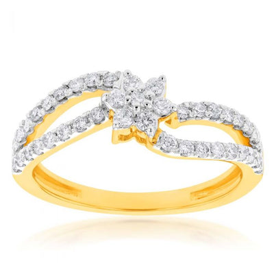 Luminesce Lab Grown 9ct Yellow Gold 0.40 Carat Diamond Ring with 41 Diamonds