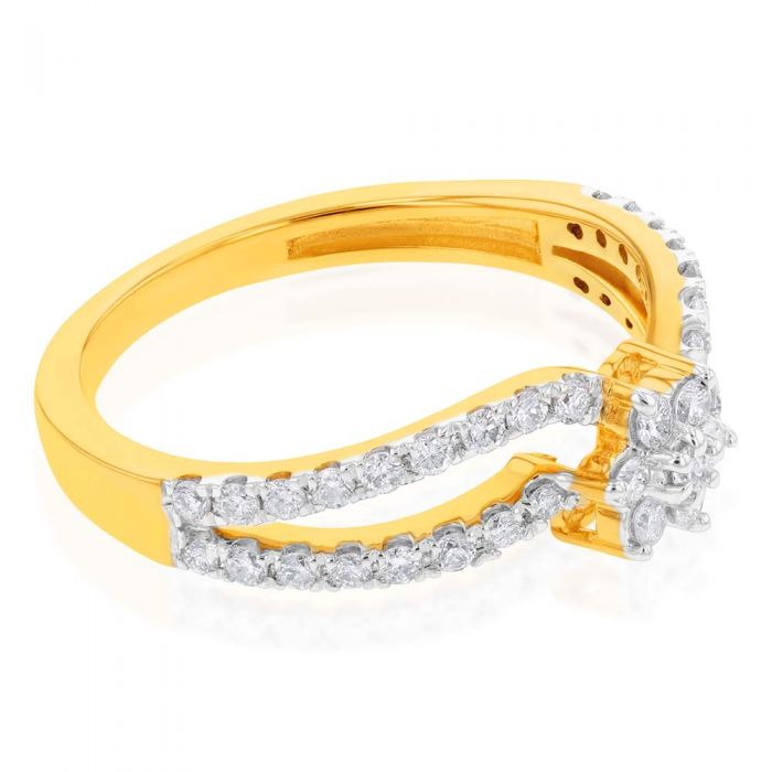 Luminesce Lab Grown 9ct Yellow Gold 0.40 Carat Diamond Ring with 41 Diamonds