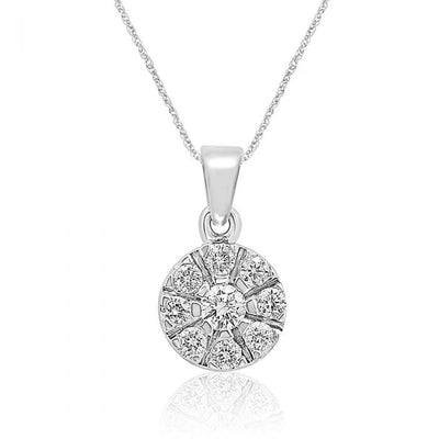 Luminesce Lab Grown 9ct White Gold 0.15 Carat Diamond Pendant with 9 Diamonds on 45cm Chain