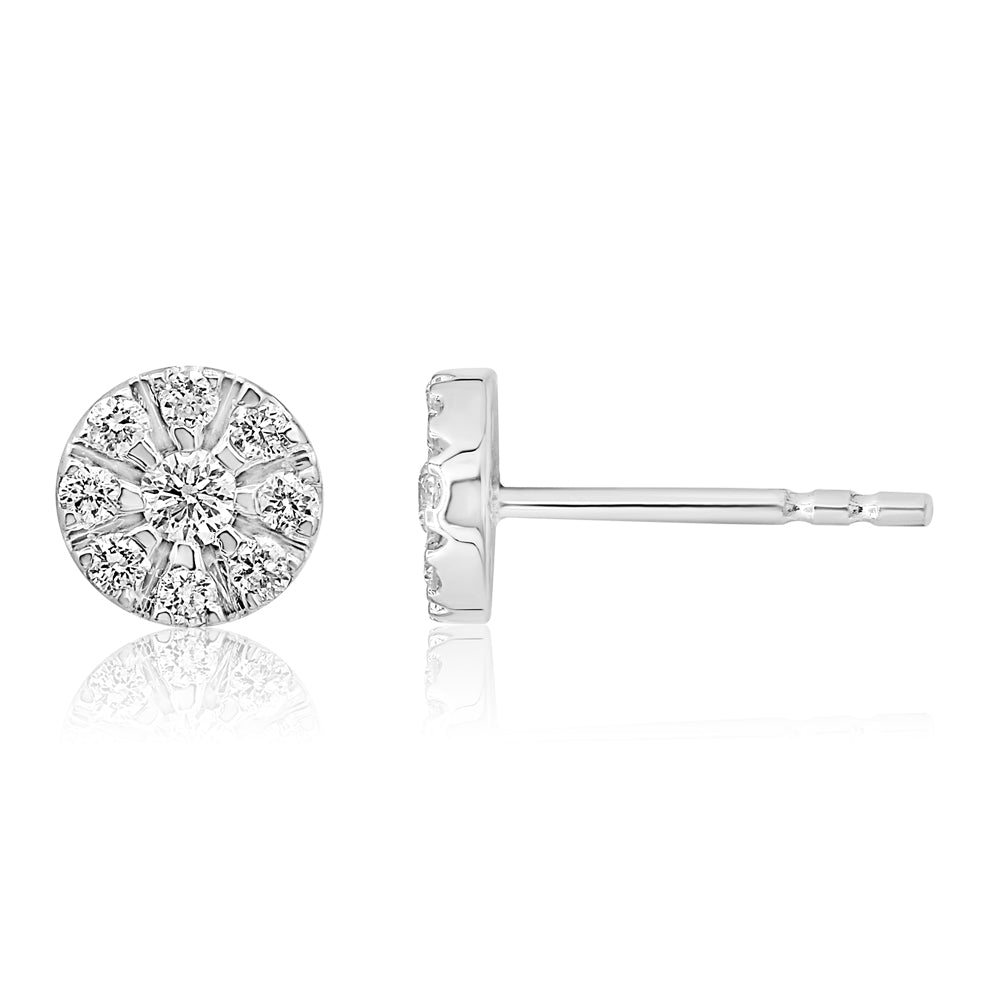 Luminesce Lab Grown 9ct White Gold 1/3 Carat Diamond Stud Earrings with 18 Diamonds