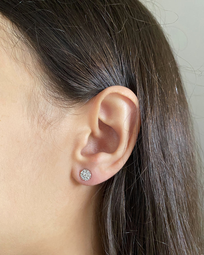 Luminesce Lab Grown 9ct White Gold 1/3 Carat Diamond Stud Earrings with 18 Diamonds