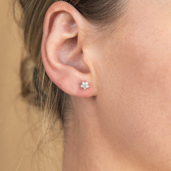 1 carat diamond store earrings on ear