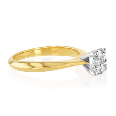 Luminesce Lab Grown 9ct Yellow Gold 0.25 Carat Diamond Ring with 11 Diamonds