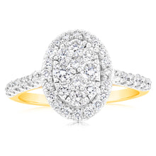 Load image into Gallery viewer, Luminesce Lab Grown Diamond 1 Carat Oval Cluster Diamond Ring in 9ct Yellow Gold