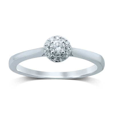 Luminesce Lab Grown 18ct White Gold 0.15 Carat Diamond Halo Ring