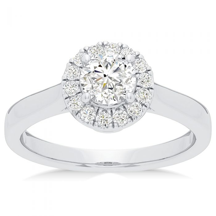 Luminesce Lab Grown 18ct White Gold 1 Carat Diamond Halo Ring