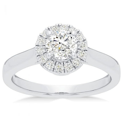 Luminesce Lab Grown 18ct White Gold 1 Carat Diamond Halo Ring