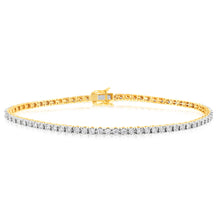 Load image into Gallery viewer, 9ct Yellow Gold 1 Carat Lab Grown Diamond 18cm Tennis Bracelet with 72 Diamonds