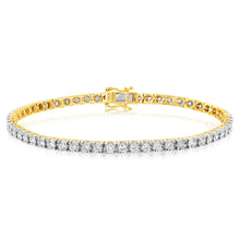 Load image into Gallery viewer, 9ct Yellow Gold 2 Carats Lab Grown Diamond 18cm Tennis Bracelet with 57 Diamonds