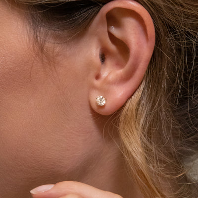 Luminesce Lab Grown Diamond TW=1 Carat Solitaire Stud Earrings in 14ct Yellow Gold