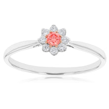 Load image into Gallery viewer, Luminesce Lab Grown Pink &amp; White 1/4 Carat Diamond Ring set in a 9ct White Gold