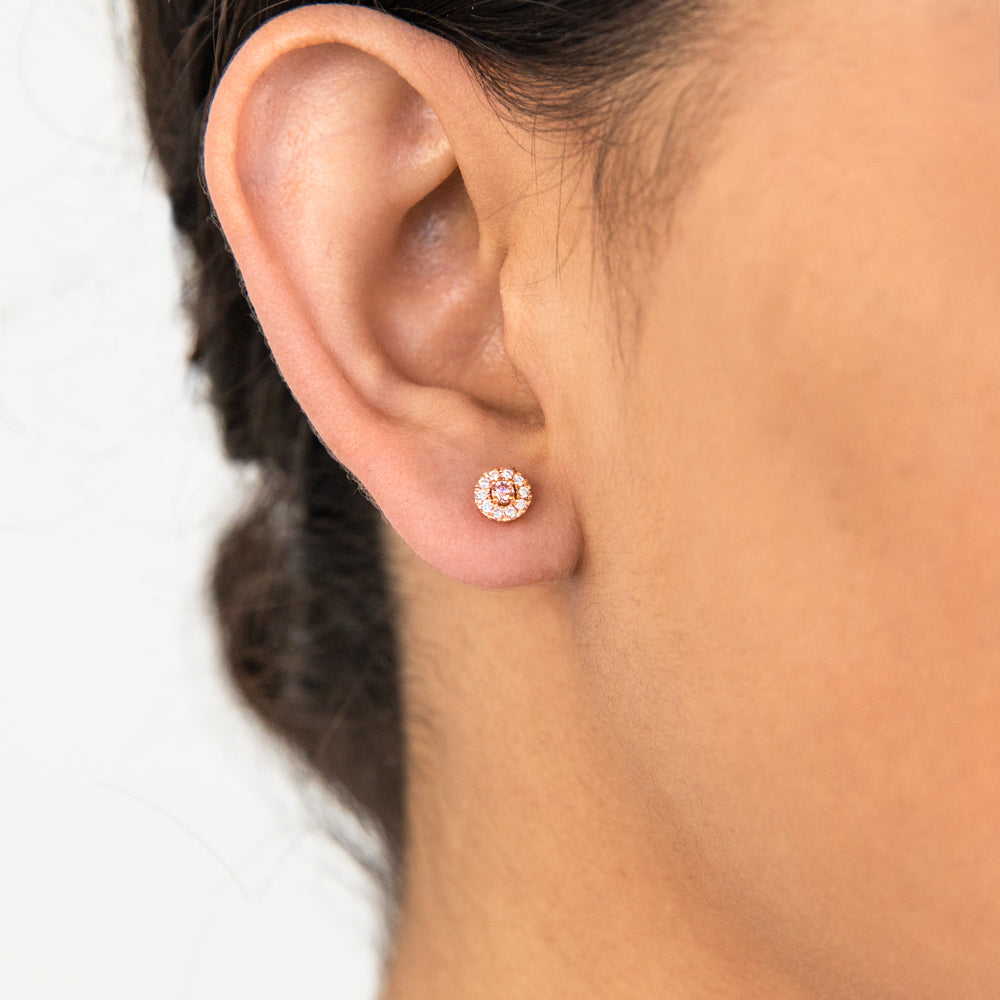 Luminesce Lab Grown Pink and White diamond studs set in 9ct Rose Gold