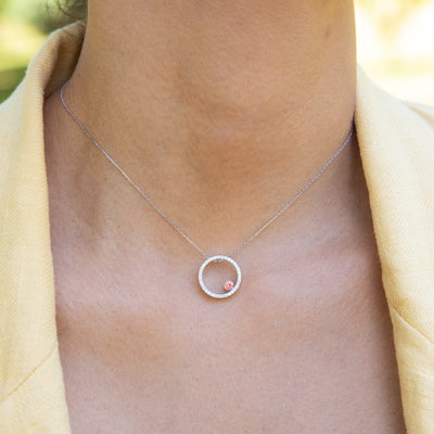 Luminesce Lab Grown Diamond Pendant with Pink Diamond 9ct White Gold with Chain