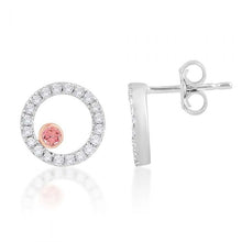 Load image into Gallery viewer, Luminesce Lab Grown 1/3 Carat Diamond Pink Bezel set Studs in 9ct White Gold