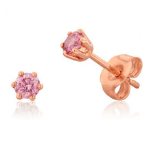 Load image into Gallery viewer, Luminesce Lab Grown Pink Diamond Solitaire Studs in 9ct Rose Gold
