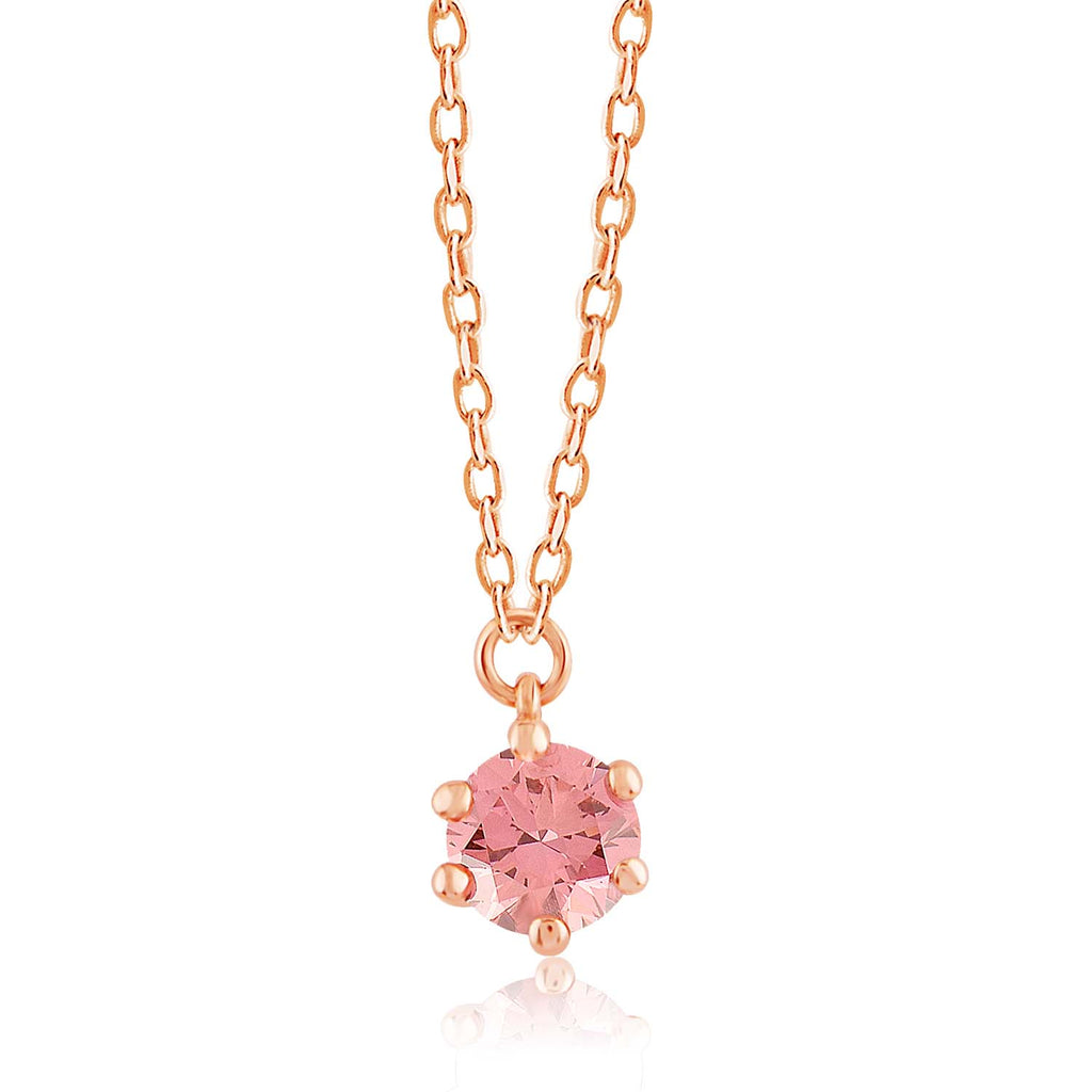 Luminesce Lab Grown Pink Solitaire Diamond Pendant with Chain Included 9ct Rose Gold