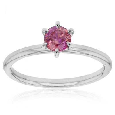 Luminesce Lab Grown Diamond 43PT Pink/Purple 6Claw Solitaire 18W Size L1/2