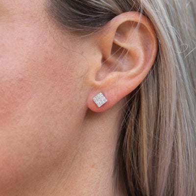 Luminesce Lab Grown 9ct White Gold 1/3 Carat Diamond Stud Earrings with 32 Diamonds