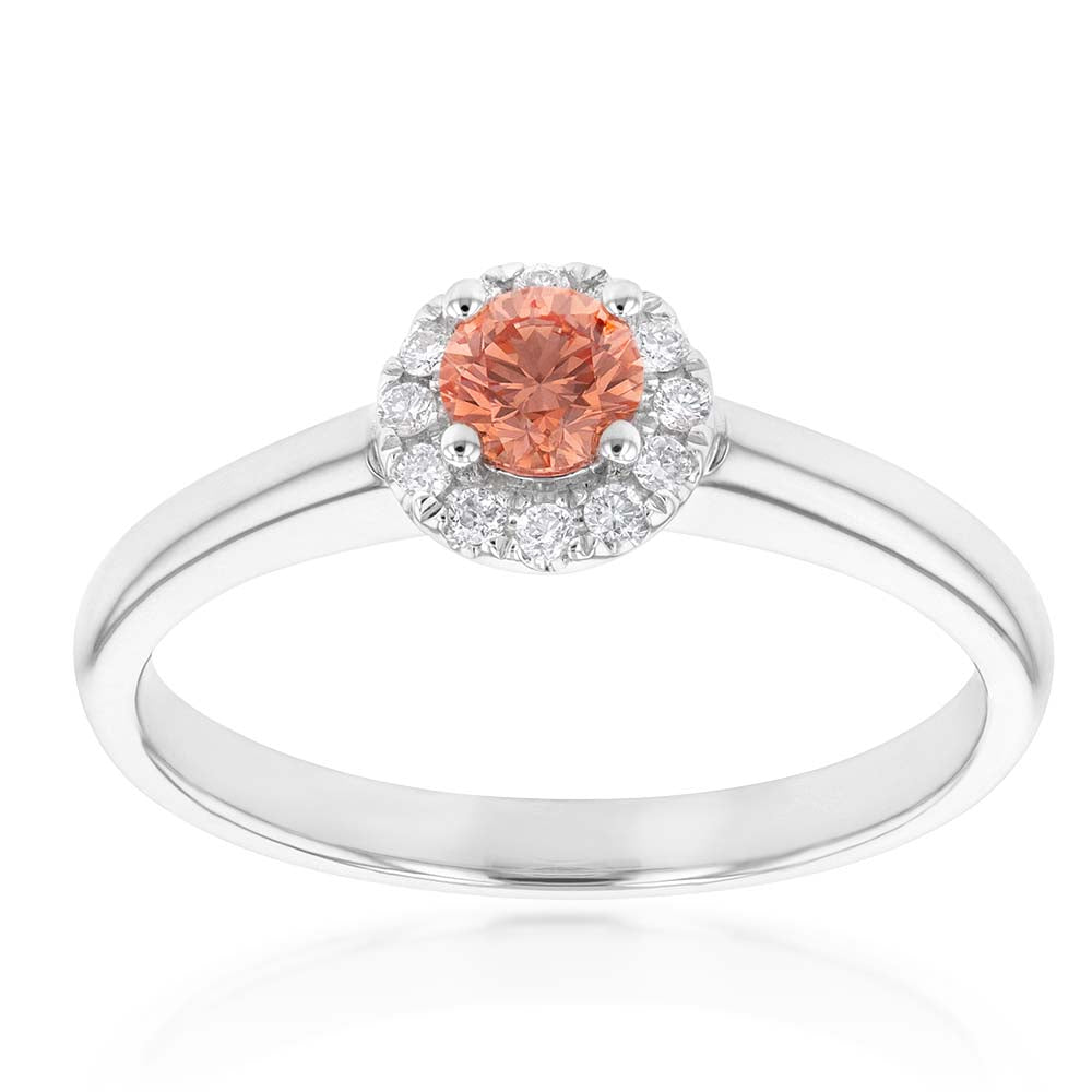 Luminesce Lab Grown Diamond Ring With Pink Centre Diamond set in 18ct WG